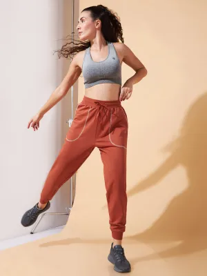 Women Rust Pop-up Thread Leisure Joggers