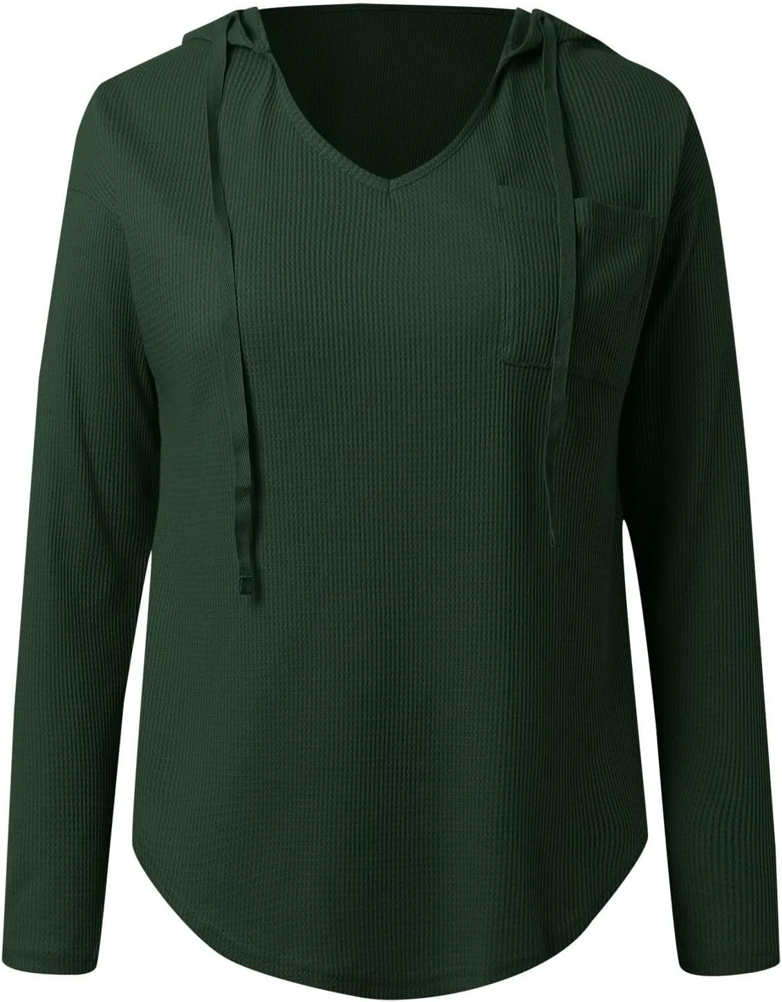Women's V-neck long-sleeved shirt Fall Sweatshirt Loose Fit Casual Tops Trendy Clothing with Pockets 2024