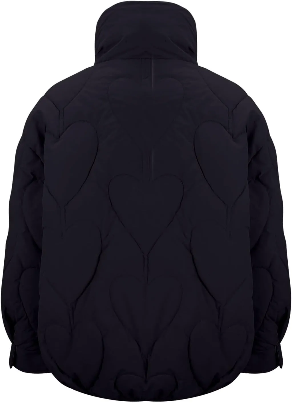 Womens Winter Quilted Jacket Loose Fit Stand Collar Zipper Down Coat Solid Color Warm Padded Fluffy Coats with Pockets
