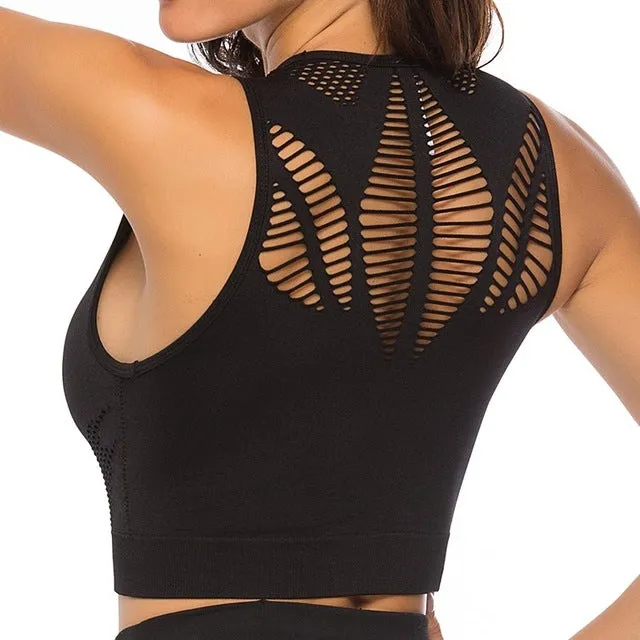 Workout Backless Solid Quick Dry Running Gym Sports Bra